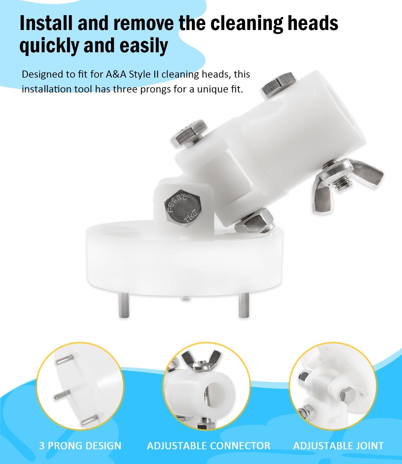 522079 Style II Cleaning Head Installation Tool fit for A&A Style II Cleaning Heads, 3 Prong image 4