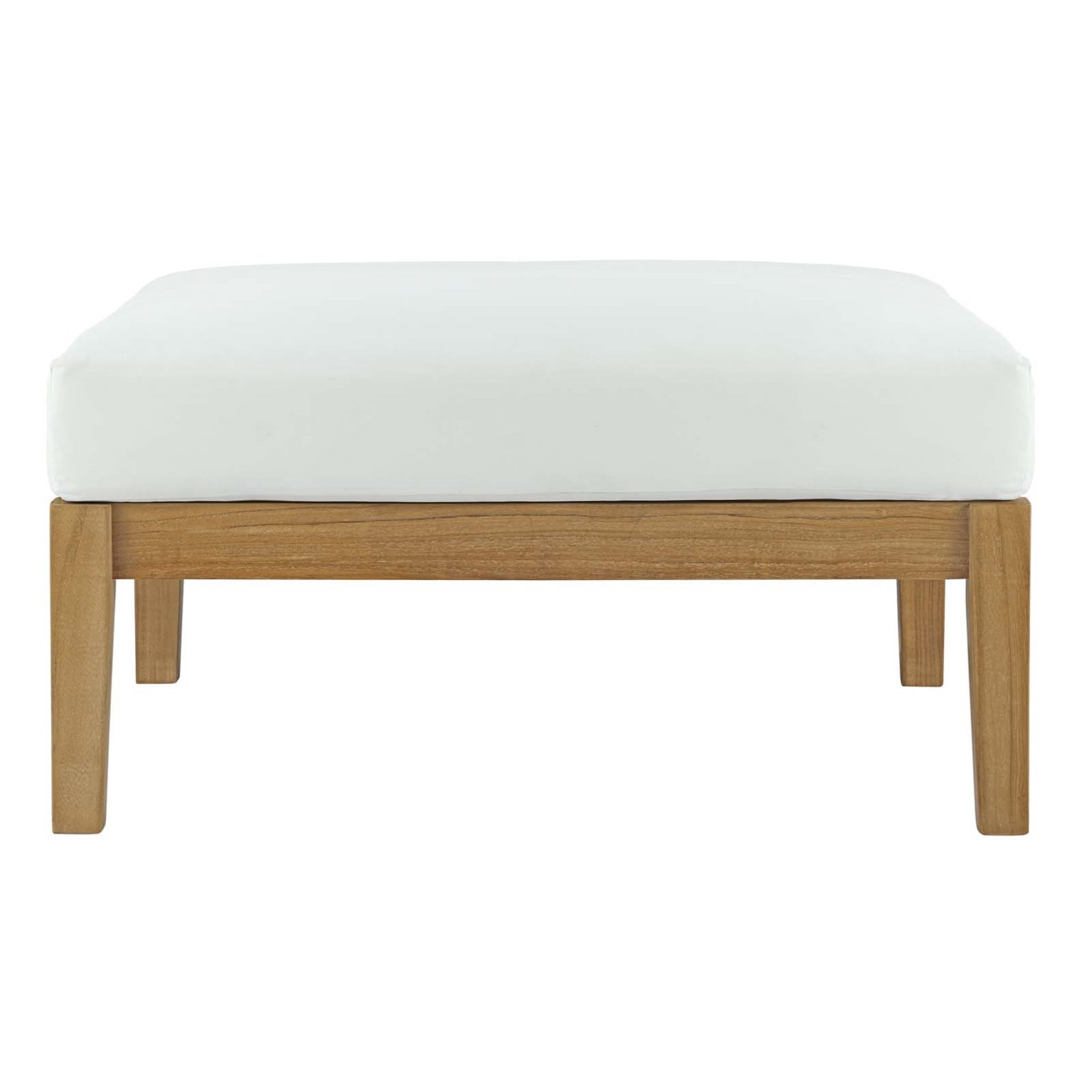 Modern Contemporary Urban Design Outdoor Patio Balcony Ottoman, White, Wood