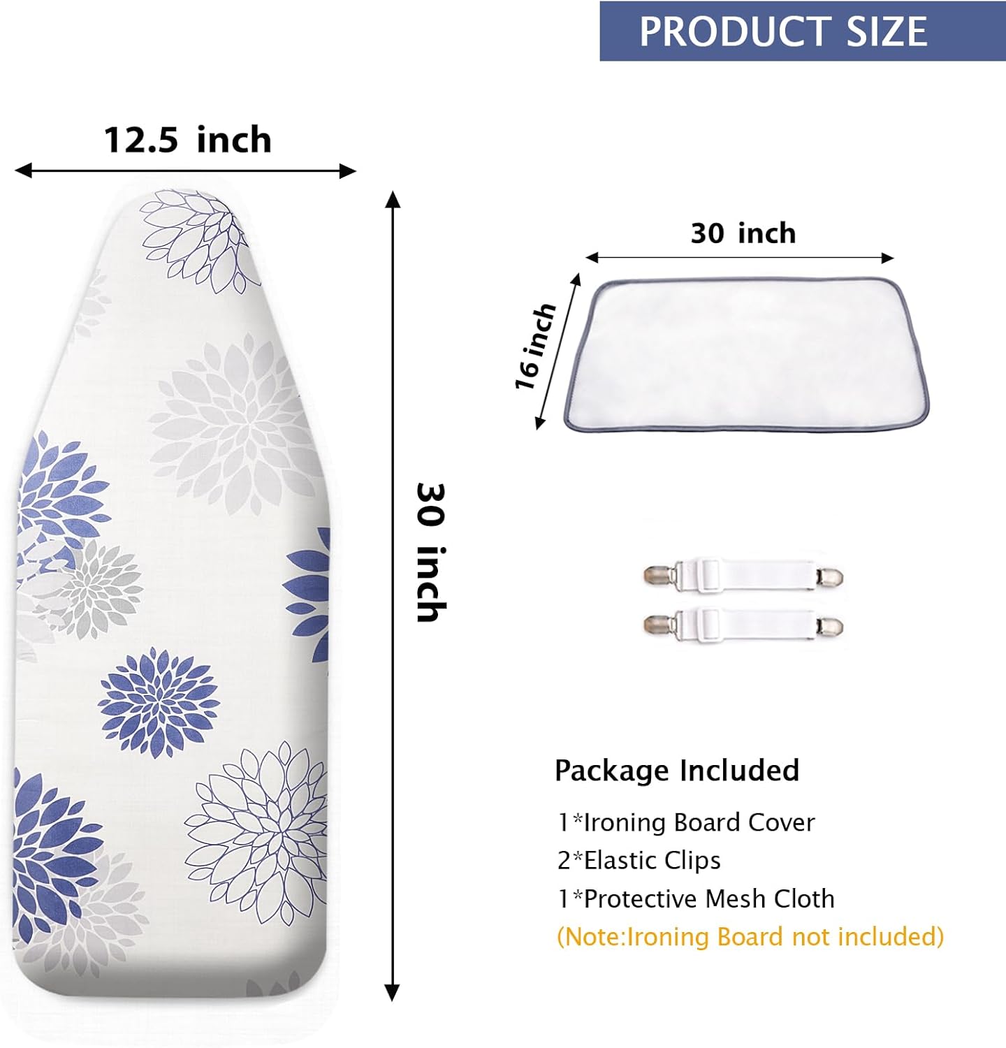 SheeChung Tabletop Ironing Board 12"x32" +Small Ironing Board Cover and Pad for Household Laundry,Dahlia