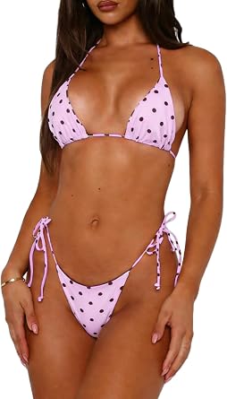 Women Sexy Brazilian Bikini Set Halter String Triangle Tie Side Cheeky Thong 2 Piece Bathing Suit Swimwear