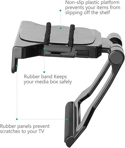 Miniatura 5 de WALI Estante superior de TV, 5 x 5 pulgadas, soporte de clip ajustable para dispositivos de transmisión, cajas de medios, altavoces y decoración del
