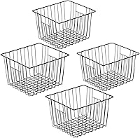 Vista 9 de Slideep Cestas de alambre para congelador, cesta de almacenamiento con asas, almacenamiento de alimentos para armarios de cocina, despensa, armario