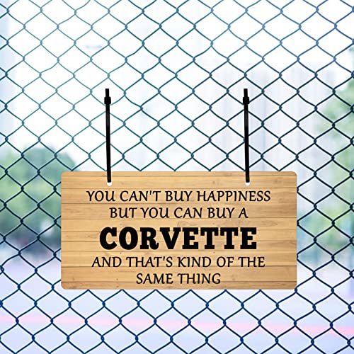 You Can't Buy Happiness But You Can Buy A Corvette Sign Hanging Plaque Bar Pub Indoor Outdoor Wall Decor Man Cave Garage Decor Gifts For Man Bedroom Wall Hanging Sign Home Office Decor 5X10 Inch #TOP5