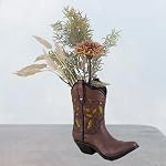 Fenteer Resin Vase Decorative Cowgirl Boot Vase Sculpture Indoor Sculpture for Farmhouse, Brown