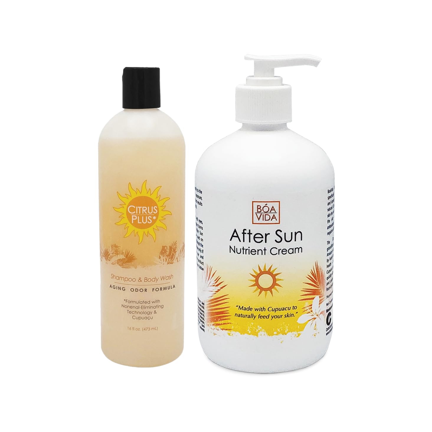BoaVida After Sun Lotion + Citrus Plus Elder Deodorizing Shampoo and Body Wash - Made with Cupuacu Butter for Extra Hydration - 16 oz each