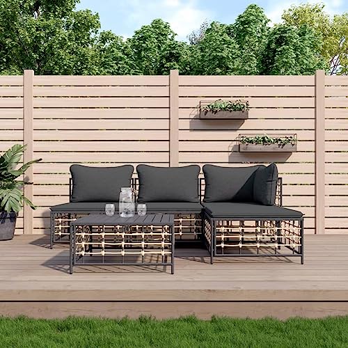 Xichuzi Juego de Muebles de jardín 5 pzas Cojines Antracita ratán PE, Muebles Jardin Exterior, Conjunto Jardin Exterior, Set De Jardin Exterior, Muebles Terrazas 3186733