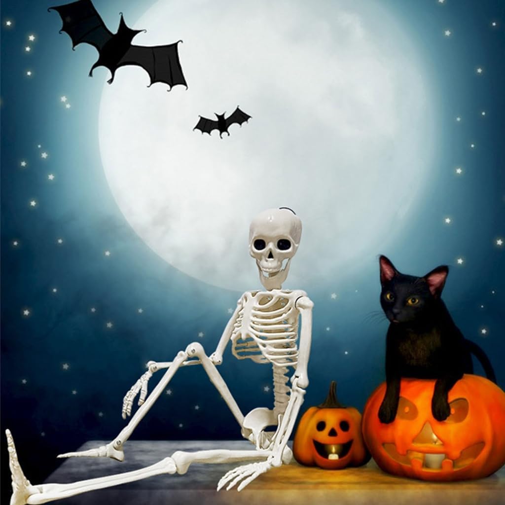 Scary 40Cm Plastic Skeleton Black Winged Design Outdoors Indoor Party Decors image 2
