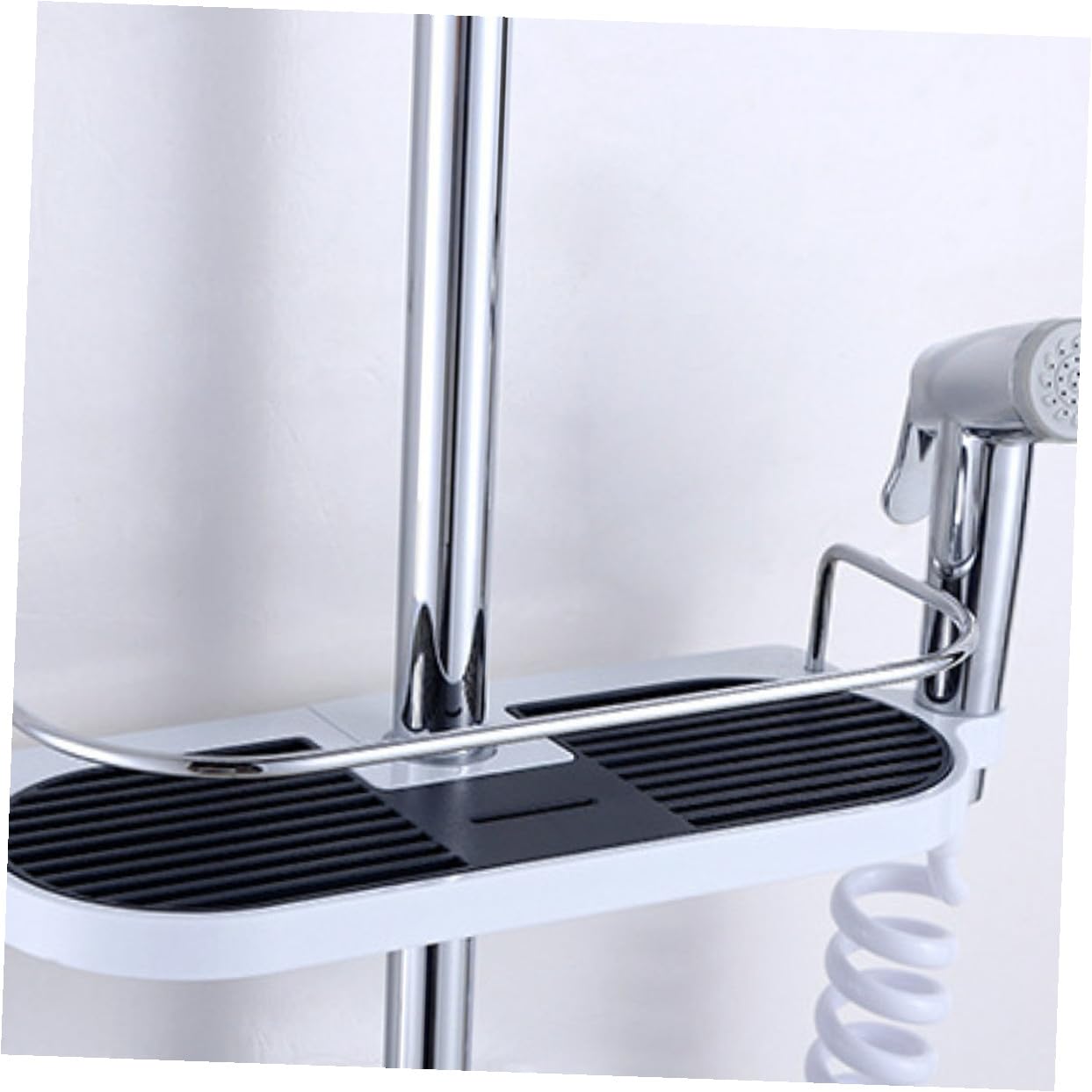 VALICLUD Mensola in Abs e Acciaio Inox senza Foratura Doccia Regolabile Portaoggetti e Organizer Bagno per Uso Domestico