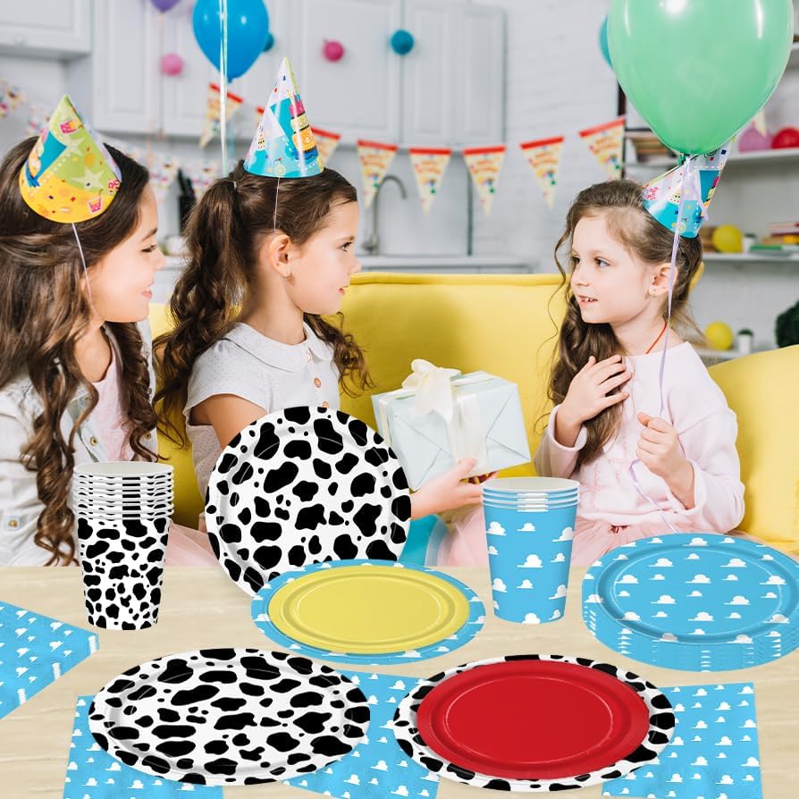 120pcs Cartoon Story Party Plates Napkins Story Party Supplies Paper Cups Disposable Tableware Set Cartoon Party Decorations for Boys Kids Birthday Decor 30 Guests - Image 6