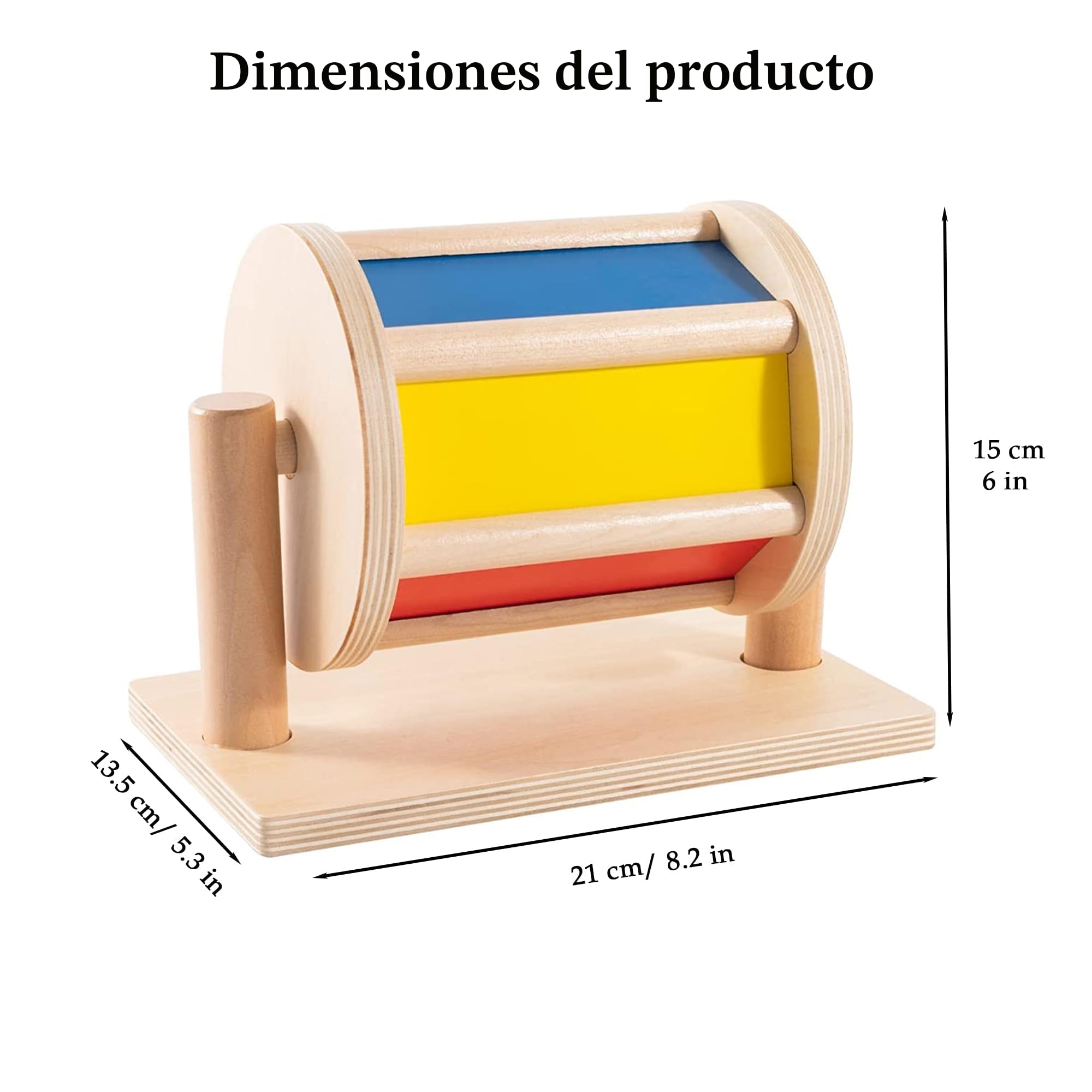 YAANI Tambor Giratorio Montessori, Juguetes niños 1 año , Juguetes Montessori Bebes 6-12 Meses, Juguetes niños 1 años, Juguetes Montessori 2 años, Montessori Bebe 6 Meses