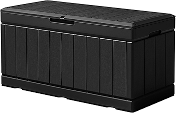 VICTONE 防水防紫外线树脂储物箱户外室内存储花园家具杂物箱深黑