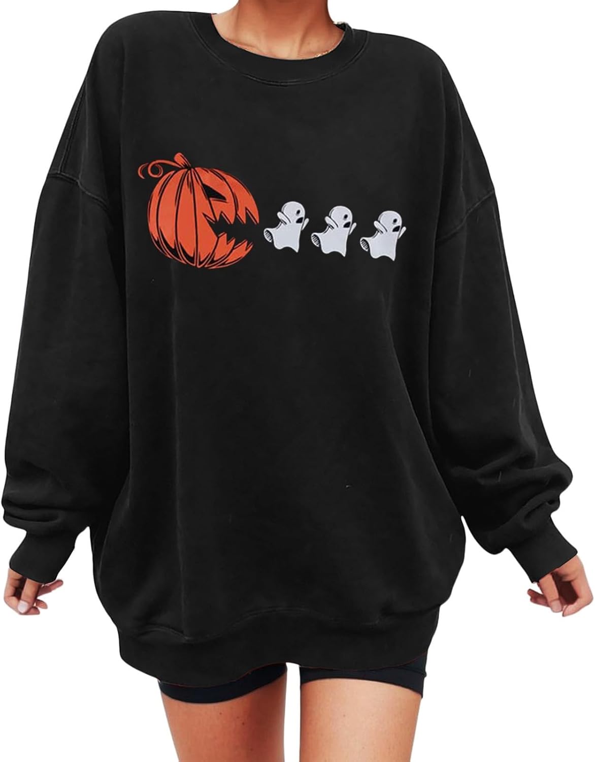 Halloween Crew Neck Sweatshirts Women Pumpkin Brunei Ubuy