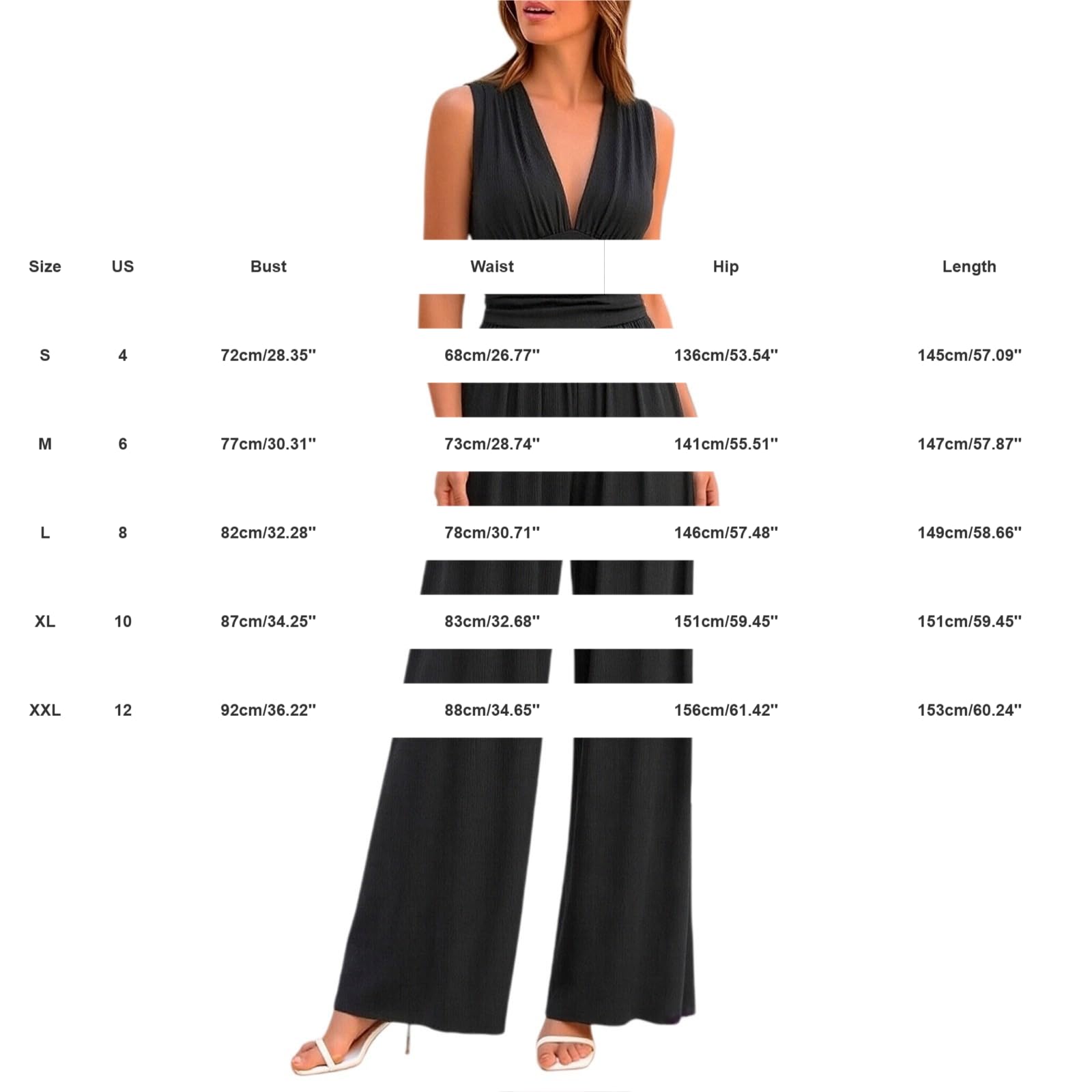 Tuta Elegante Donna Cerimonia Curvy,Jumpsuit Lunga Intera Senza Maniche Scollo a V Casual,Salopette Estiva Pantaloni Larghi Slim Fit,Monopezzi Tutina Festa Da Sera,Overalls Cocktail Jumpsuits