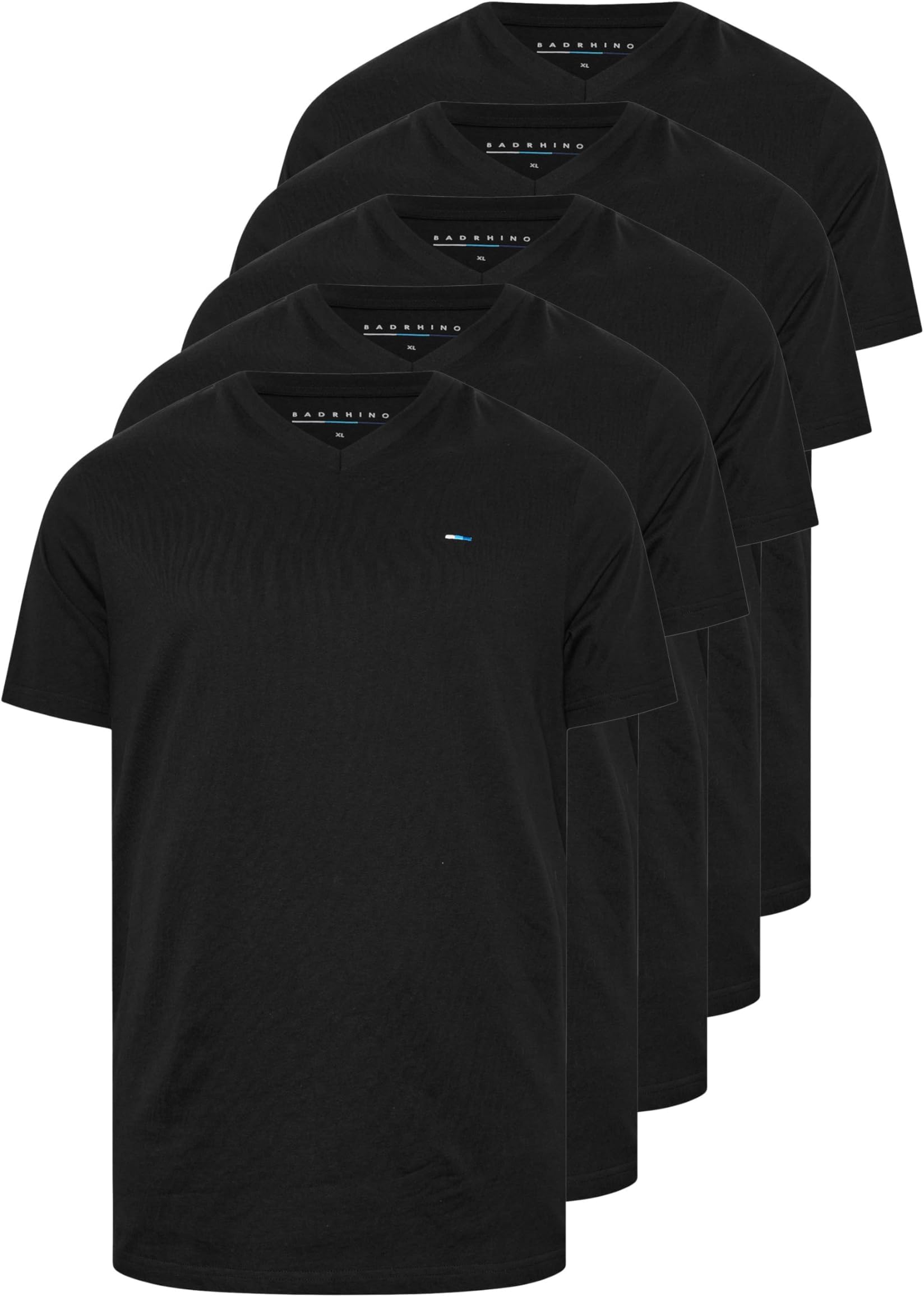 Big & Tall 5 Pack Extra Long V-Neck T-Shirts - Men's - Plus Size Curve