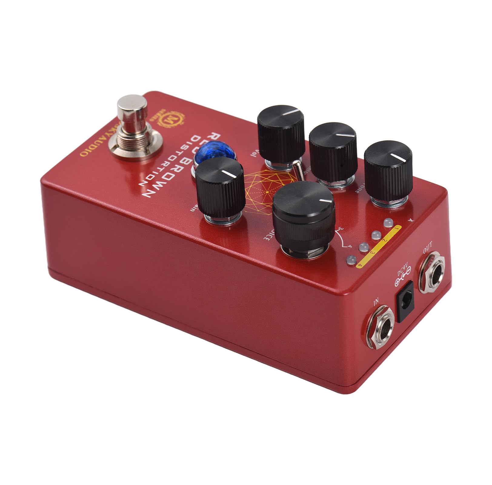 Pedale Effetti di Distorsione per Chitarra Potente Distorsione Rosso MARRONE True Bypass per Chitarristi Elettrici Alluminio Rosso 11,5 * 6,5 * Cm