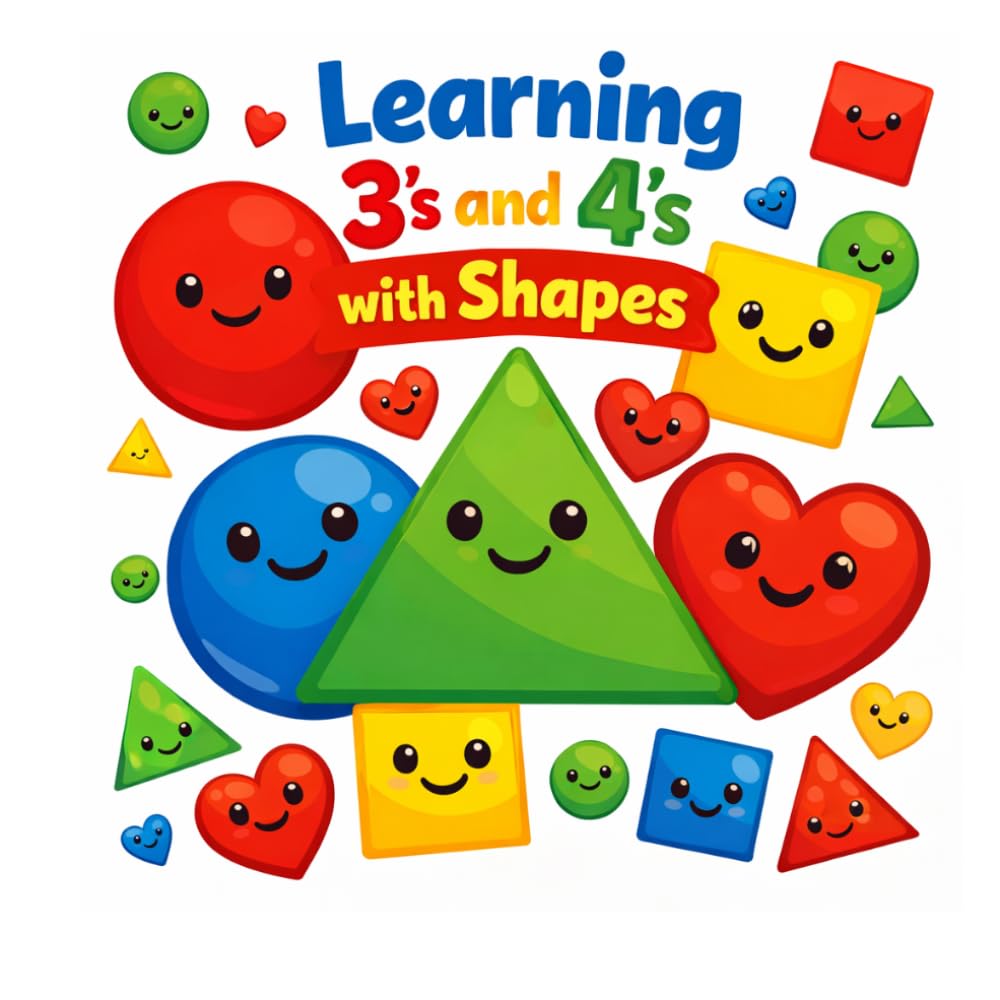 Learning 3's and 4's with Shapes: Trace, Colour, and Learn Numbers 3 & 4: Tracing and Fun Activities