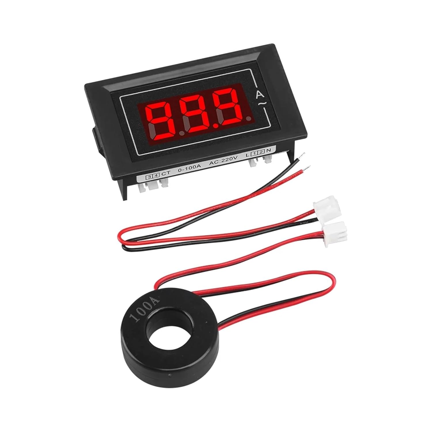 5PCS 1-99.9A LED Digital Ammeter Amp Meter AC 220V 100A Current Tester Detector 2 Wire Amperage Tester Gauge with Current