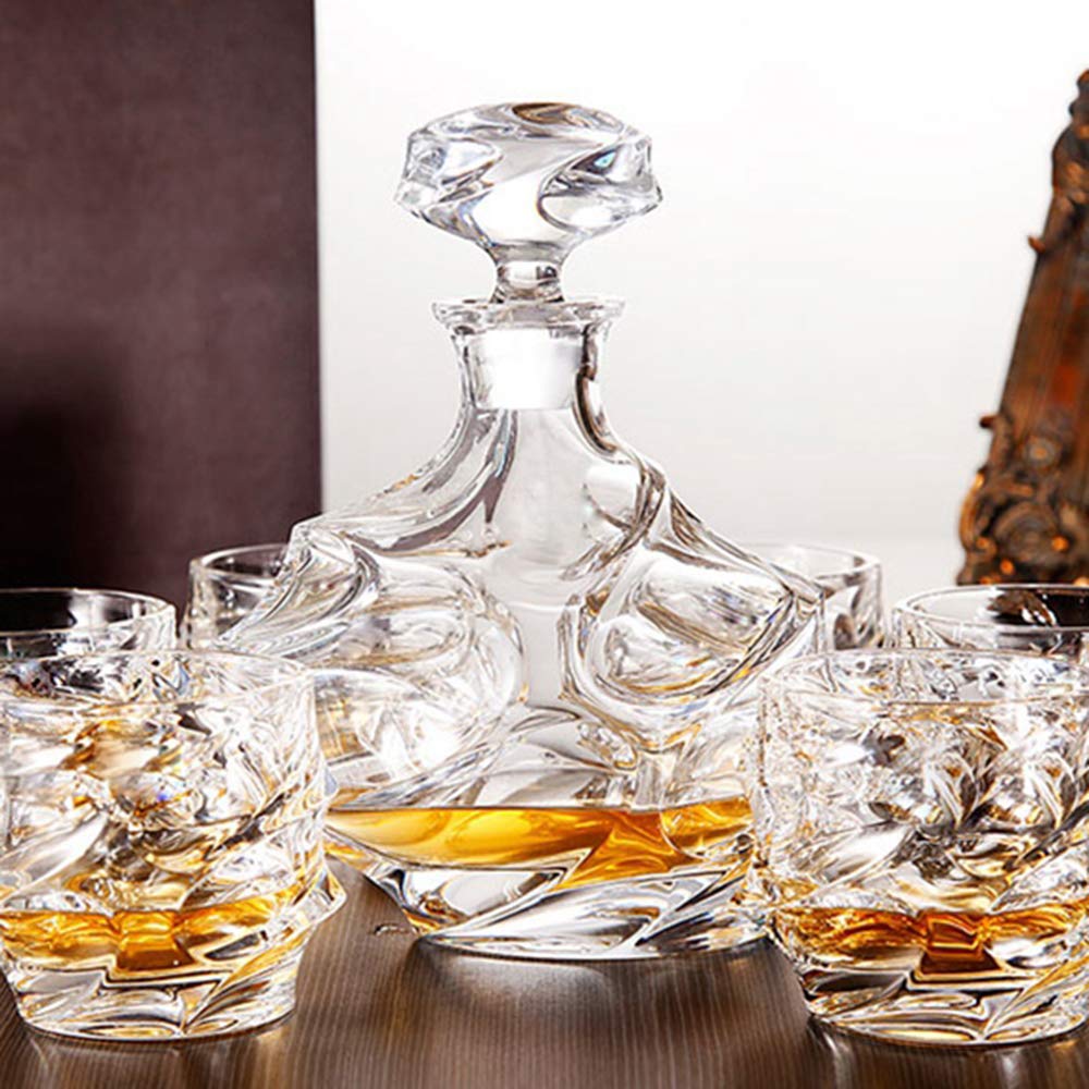 Carafe à décanter en verre avec bouchon géométrique hermétique – Carafe à whisky pour vin, bourbon, brandy, alcool, jus, eau, bain de bouche. Verre italien sans plomb (750 ml/nuage)