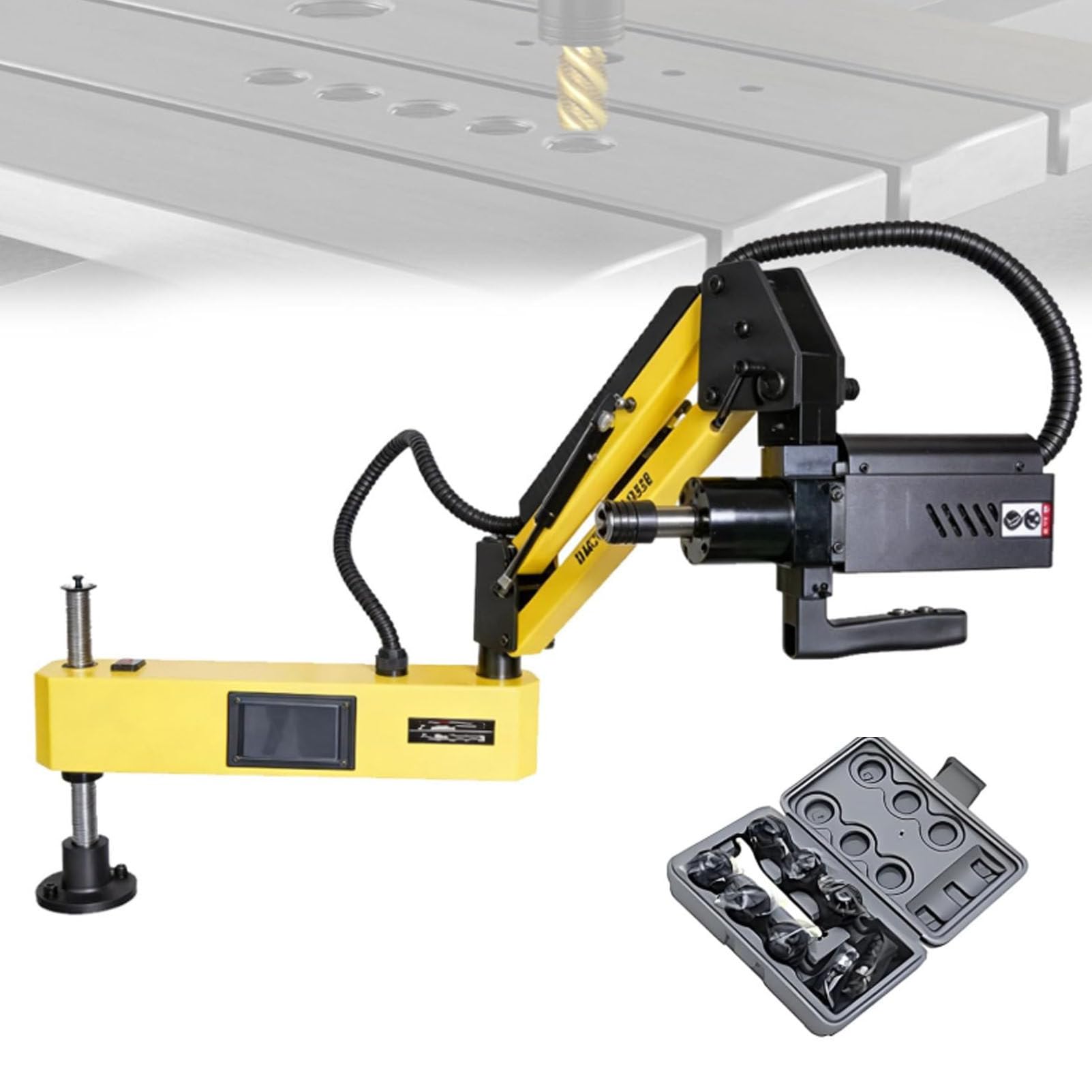 Maschiatrice elettrica, Braccio maschiatore Universale, maschiatrice elettrica M3-M16/20, Maschio ad Alta velocità a 360 Gradi, 8/9 pinze Incluse, Schermo Touch Intelligente M3M16