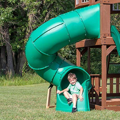 Backyard Discovery Tall Spiral Tube Slide - Left Exit, Green - Mounts to 5 Ft. Deck Height