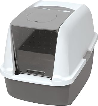 Catit Airsift Litter Pan Large Covered Cat Litter Box with Dual-Action Odor Control Leak Preventing Design Includes Filter Pad, Easy to Clean, Reduces Litter Tracking - 22.4 L x 18.3 H x 15.3 W