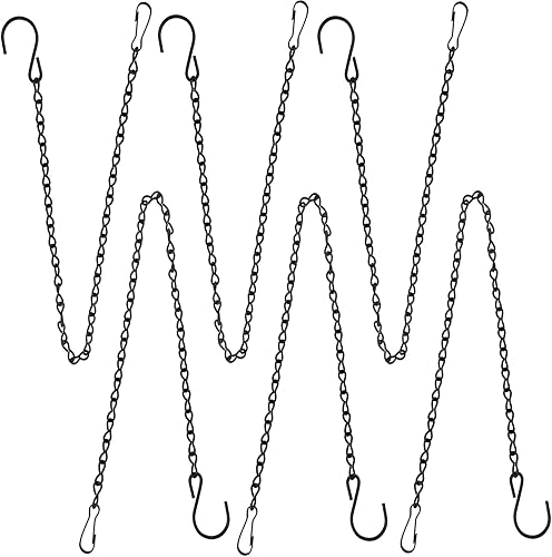 Miniatura 10 de YINGFENG - Set de 236 pulgadas de cadenas colgantes de metal negro y ganchos para cestas, para comederos de aves, bebederos de pájaros, macetas