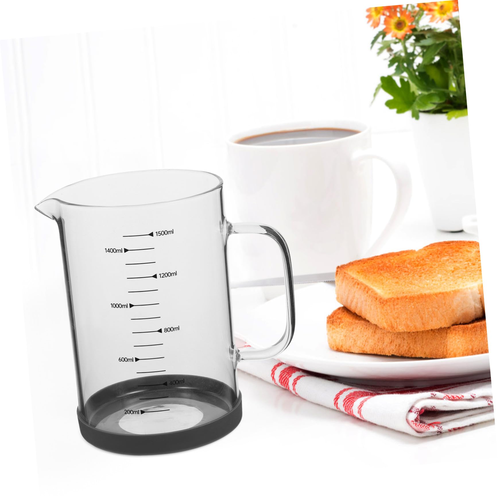 1500ml Messbecher mit Henkel und Ausguss Glas für Küche