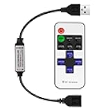 RF Mini Wireless Remote Controller for Single Color 3528 5050 LED Strip Lights, Wireless Remote Control with USB Connector, RF Dimmer for USB LED Strips