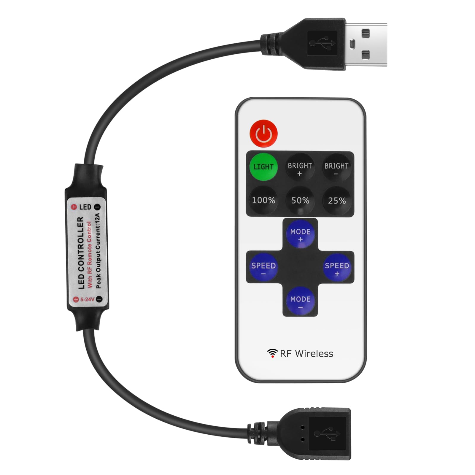 Amazon.com: RF Mini Wireless Remote Controller for Single Color 3528 ...