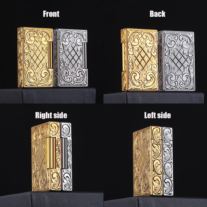 Encendedor clásico de latón dorado con llama suave recargable miniatura 6