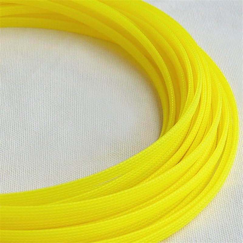 10/30 Meters Yellow 6mm Braid PET Expandable Sleeving High Density Sheathing Plaited Cable Sleeves - (Length: 30M)
