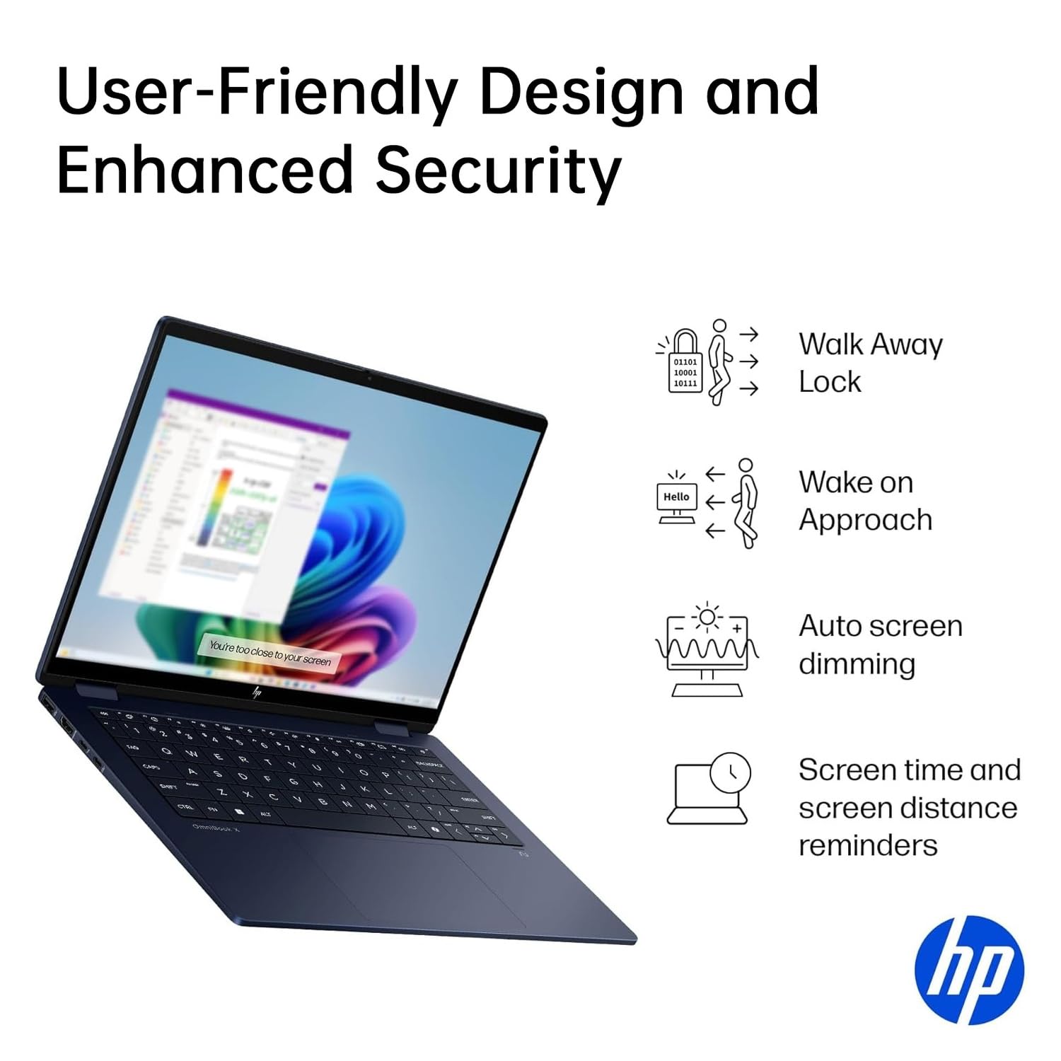 HP OmniBook X Flip 14 Ai Laptop, tela IPS Touch 2K de 14 polegadas