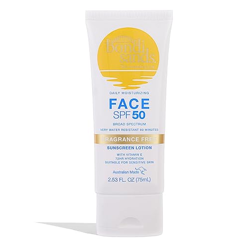 Bondi Sands Loción facial de protección solar diaria sin fragancia SPF 50 Protección hidratante UVA UVB no grasa suave resistente al agua 25fl oz