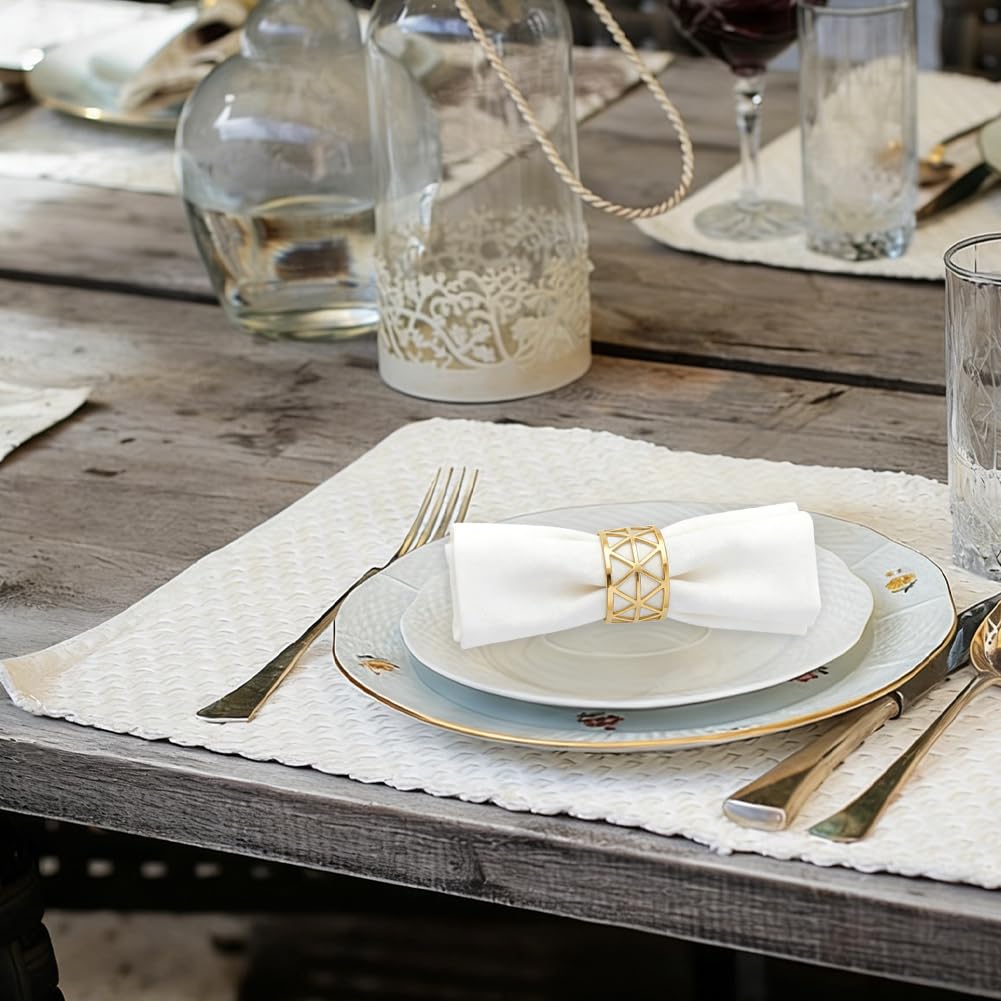 Gold Serviettenringe 100er Set Ausgehöhlte Serviettenringe Aus Metall Mit Schnallen Für Tischdekoration Bei Abendessen Feiertagen Hochzeiten Und Anderen Festen Moderne Serviettenringe