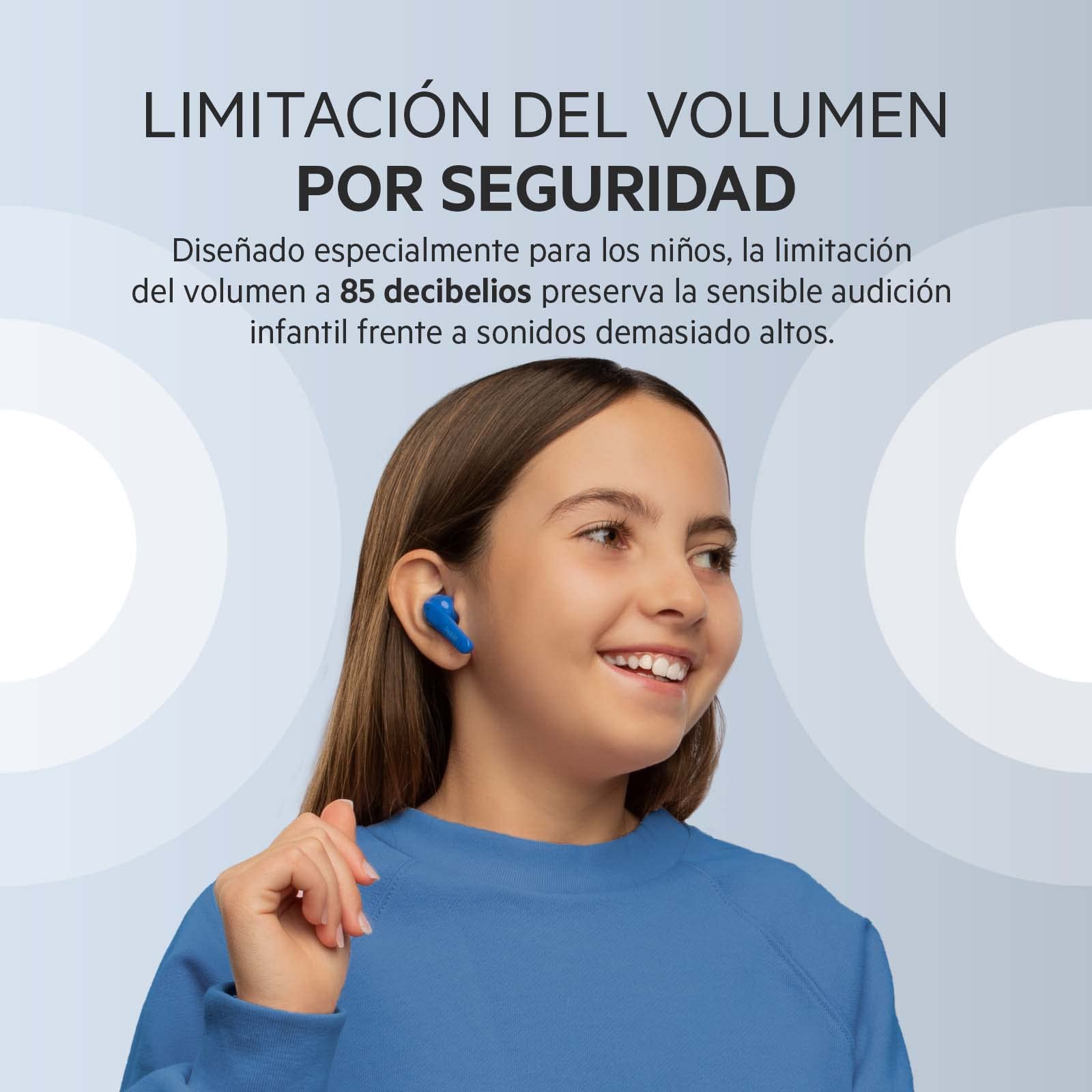 Belkin SOUNDFORM Nano, auriculares True Wireless para niños, volumen limitado a 85 dB, enseñanza virtual, certificación IPX5, 24 horas de autonomía, para iPhone, iPad, Kindle, Pixel y otros, azules