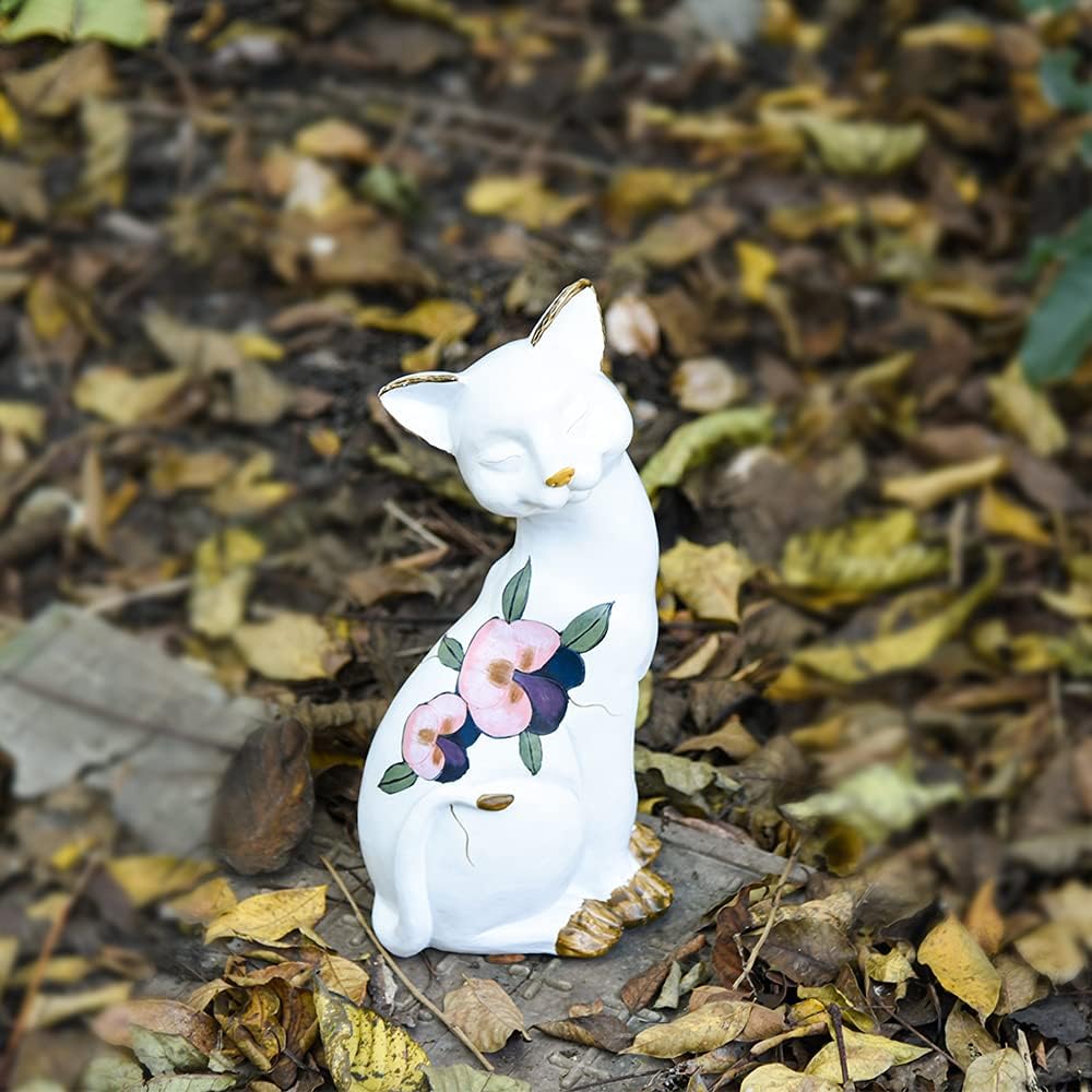 Sungmor Lovely Sitting Cat Garden Statue - Decorative Indoor Outdoor Landscaping Cat Statue Ornaments - Home Garden Yard Plant Stands Book Shelf Window Table Stairway Decoration - Image 4