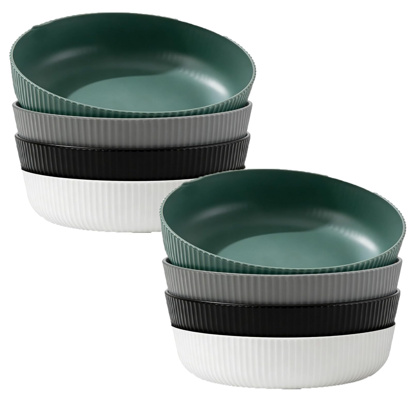 M.J COMFY-LIFE Pasta Bowls Large Unbreakable Plastic Serving Bowls Lightweight, Dishwasher Safe Deep Cereal Bowls for Pasta, Salad, Rice – Ideal for Everyday Use & Family Dining (4-Color Set, 8-Pack) — image 1