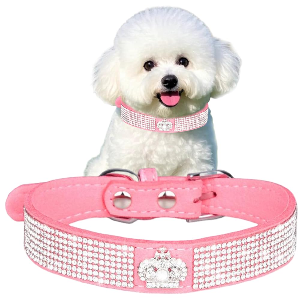 Collier rose pour chien de petite taille en cristal étincelant de qualité premium