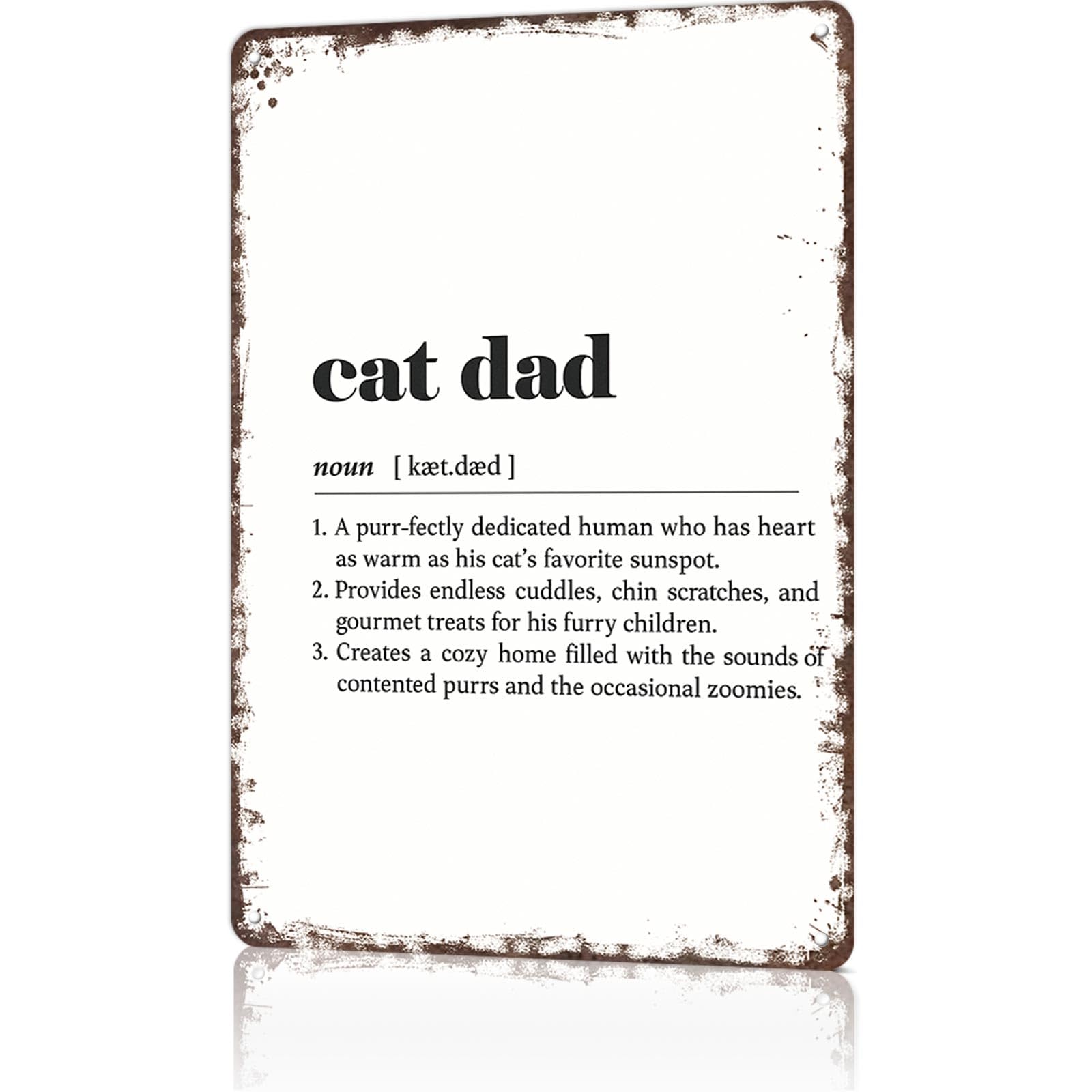 KWQDOZF Funny Metal Signs Poster 8x12inch Cat Dad Aluminum Sign Wall Art For Home Room Bedroom Office Decor