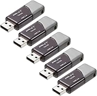 PNY 128GB Turbo Attaché 3 USB 3.0 Flash Drive 5-Pack Grey - 100MB/s Speed, Capless, Lightweight Durable Storage
