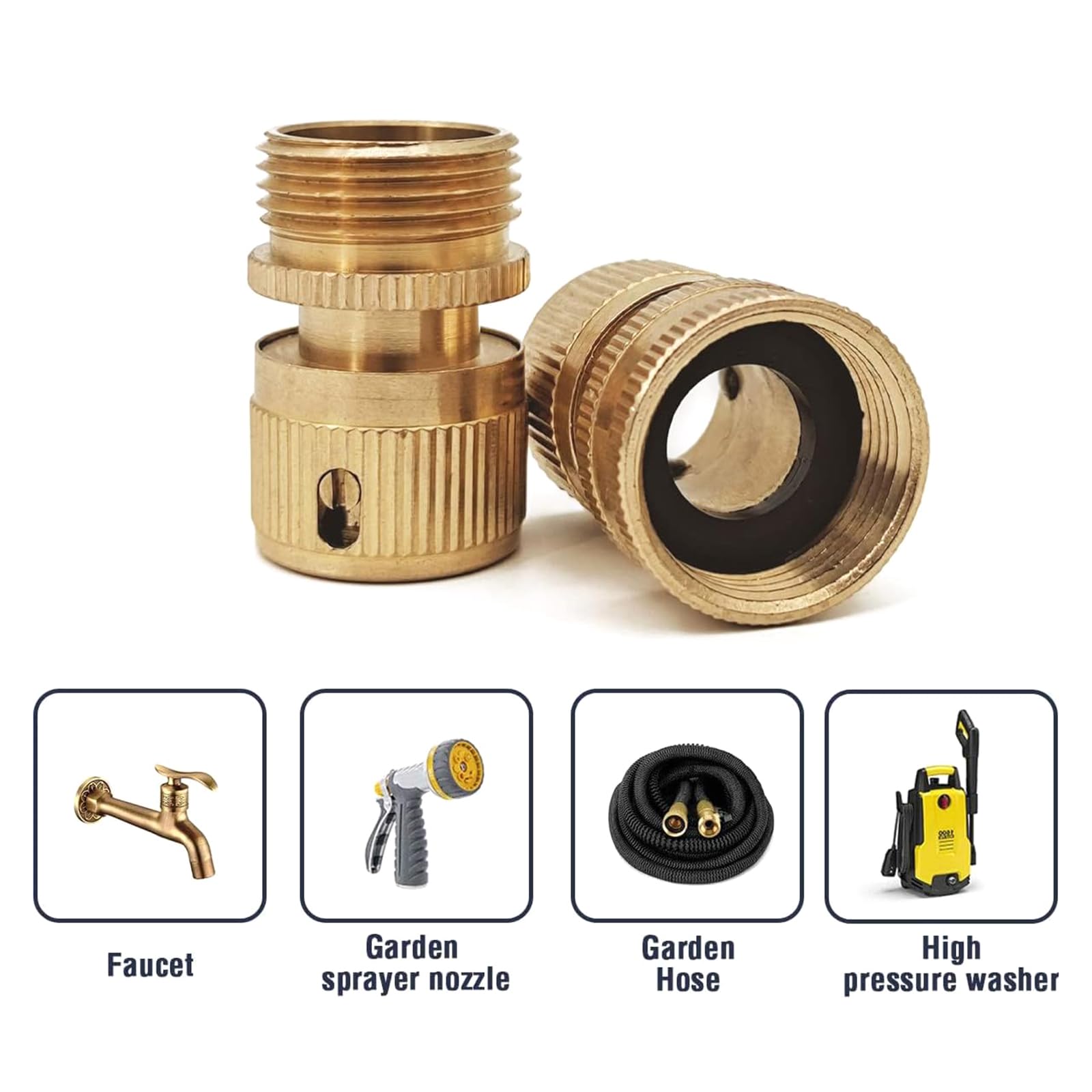 Złącze węża wodnego, zawór izolacyjny, zawór kulowy, wyłącznik, 2 szt. 3/4" mosiężne szybkie złącze metalowy kran adapter wodny do rury prysznicowej sprzęt do podlewania ogrodu podwórka złączki węża w