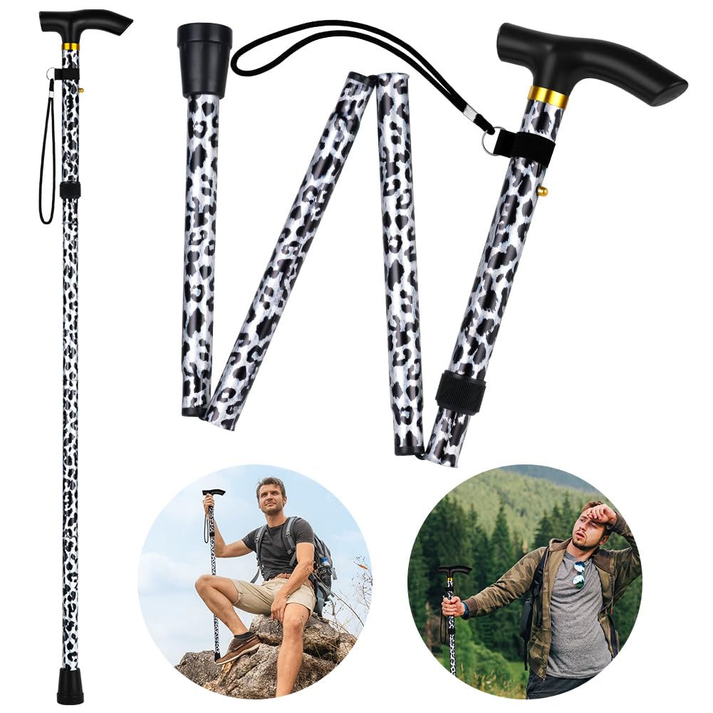 Flintronic Bastone Pieghevole, Bastoni da Passeggio Regolabili, Bastone da Passeggio per Adulti e Anziani, Bastoncino da Viaggio Portatile, Ausilio per la Mobilità per Uomoe Donna