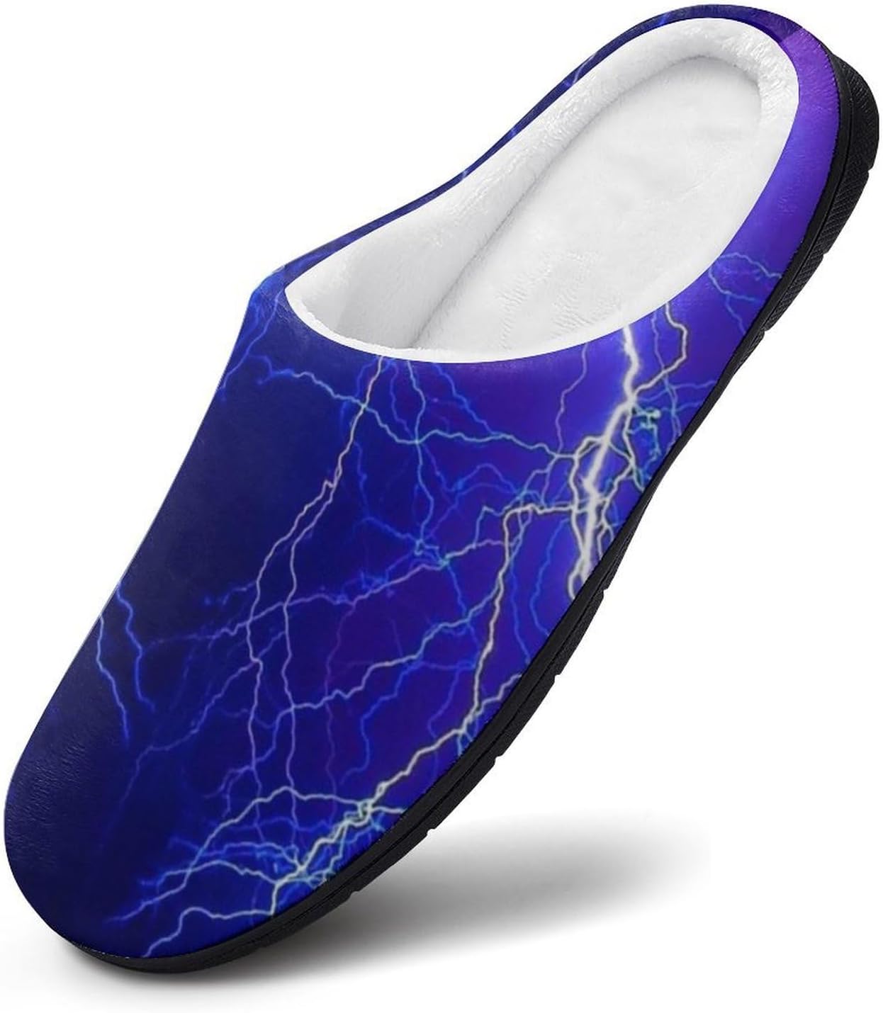 Blue Thunder Storm Women's House Slippers Memory Foam Warm Shoes Spa Rubber Sole Indoor Outdoor