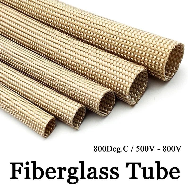 Fiberglass Tube 1mm ~ 30mm HTG Cable Sleeve Soft Glass Fiber Braided Insulated High Temperature Pipe Wire Wrap(8mm,5m)