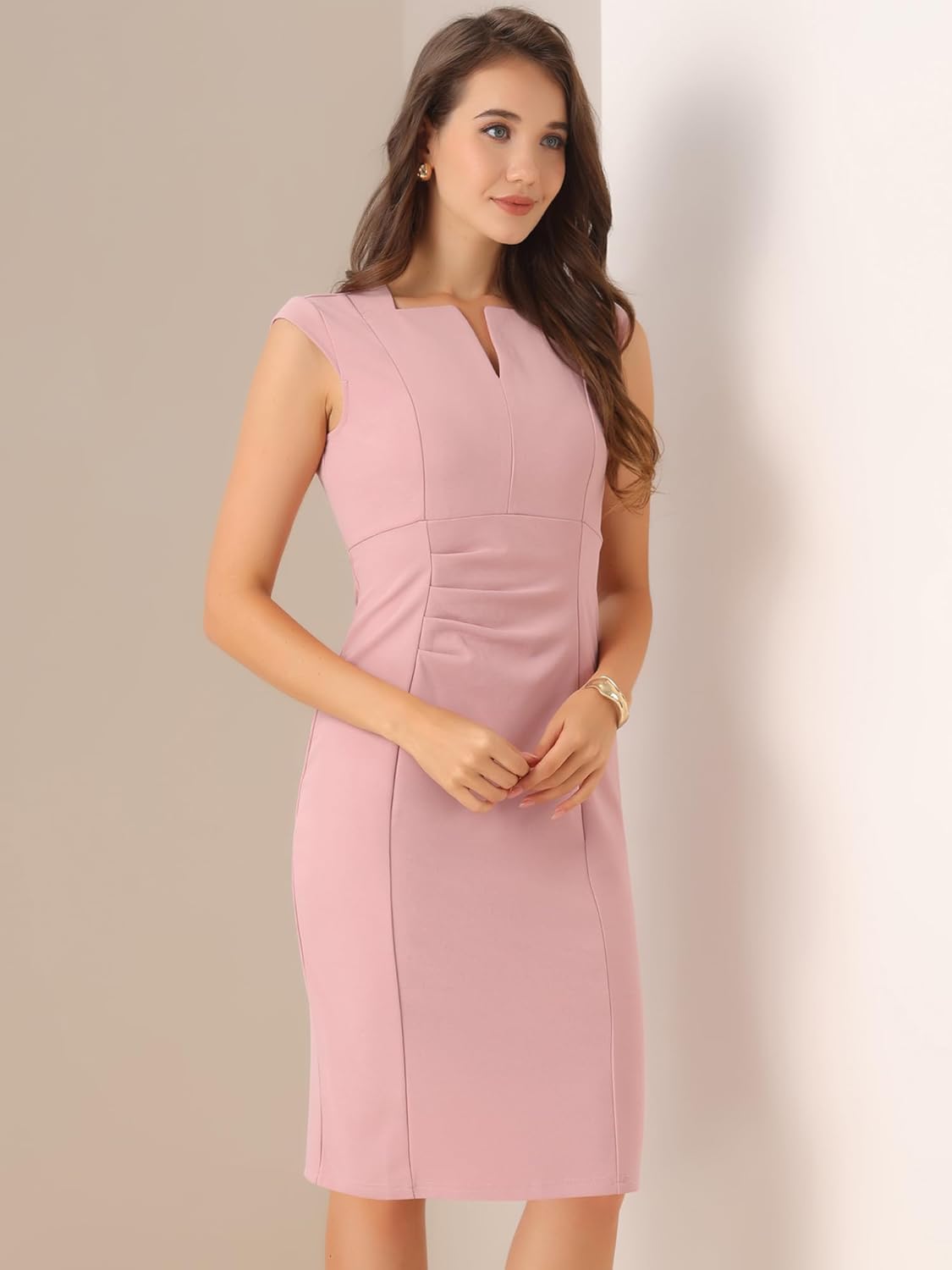 Allegra K Women's Sheath Dress Pencil Work Sleeveless Professional Office Dresses - Image 3