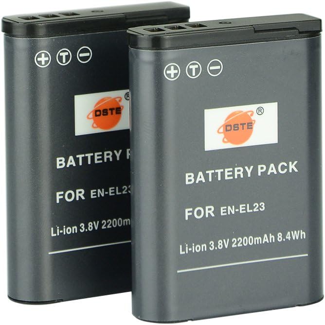 DSTE 2pcs EN-EL23 Replacement Li-ion Battery for Nikon Coolpix P600, Coolpix S810c Digital Camera