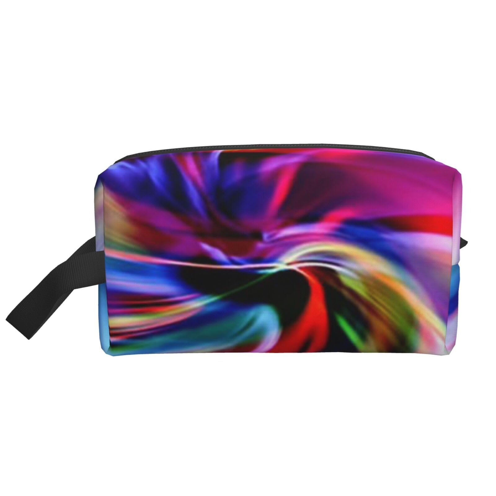Ercgad Unisex White Colorful Tie Dye Print Large Capacity Travel Toiletry Bag Cosmetic Pouch Daily Storage Makeup Case