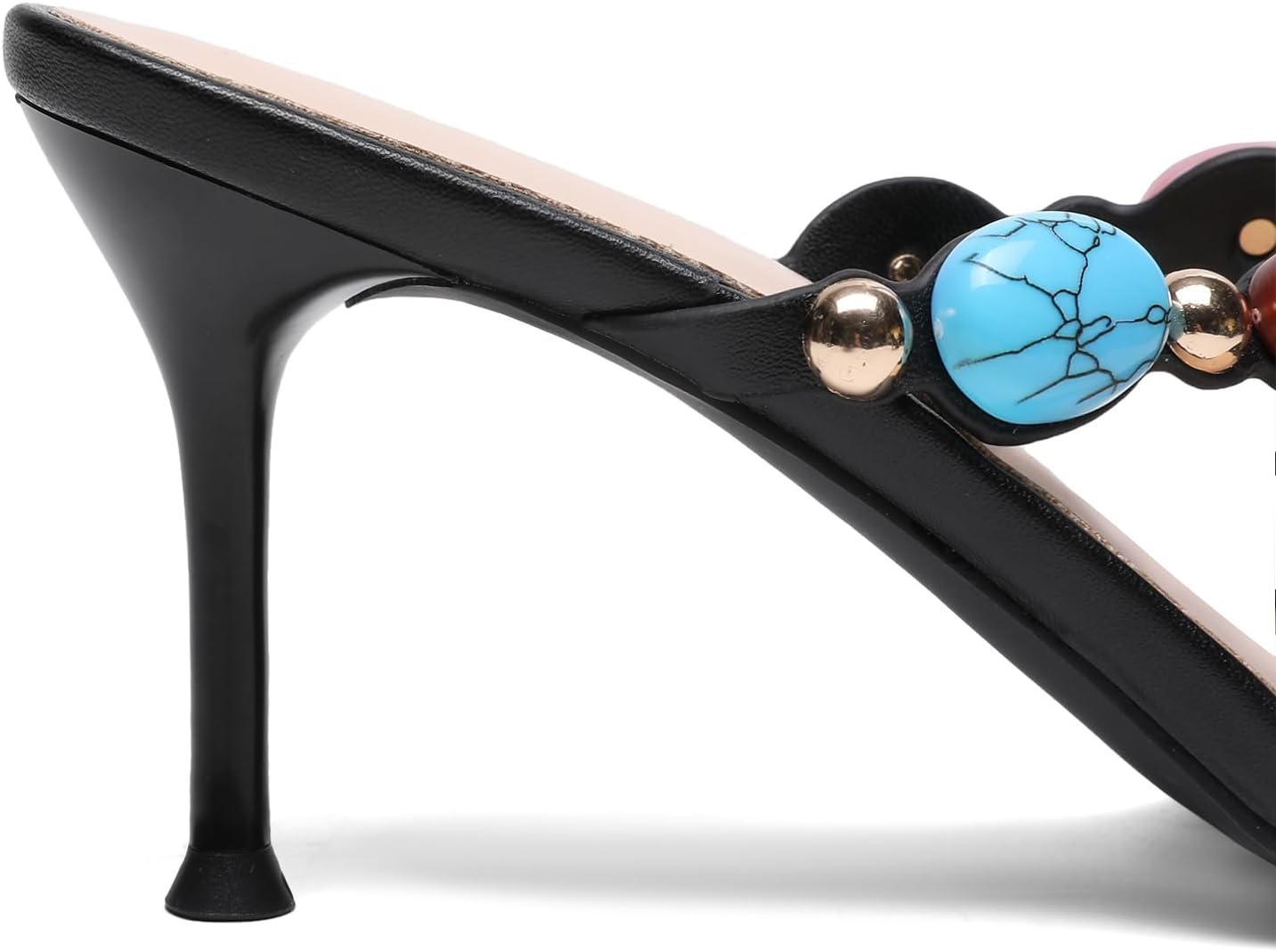 Jewelled Thong Heeled Sandals for Women Slip On Round Open Toe Flip Flop Pumps Mules Summer Strappy High Heels Dress Wedding Shoes - Image 6