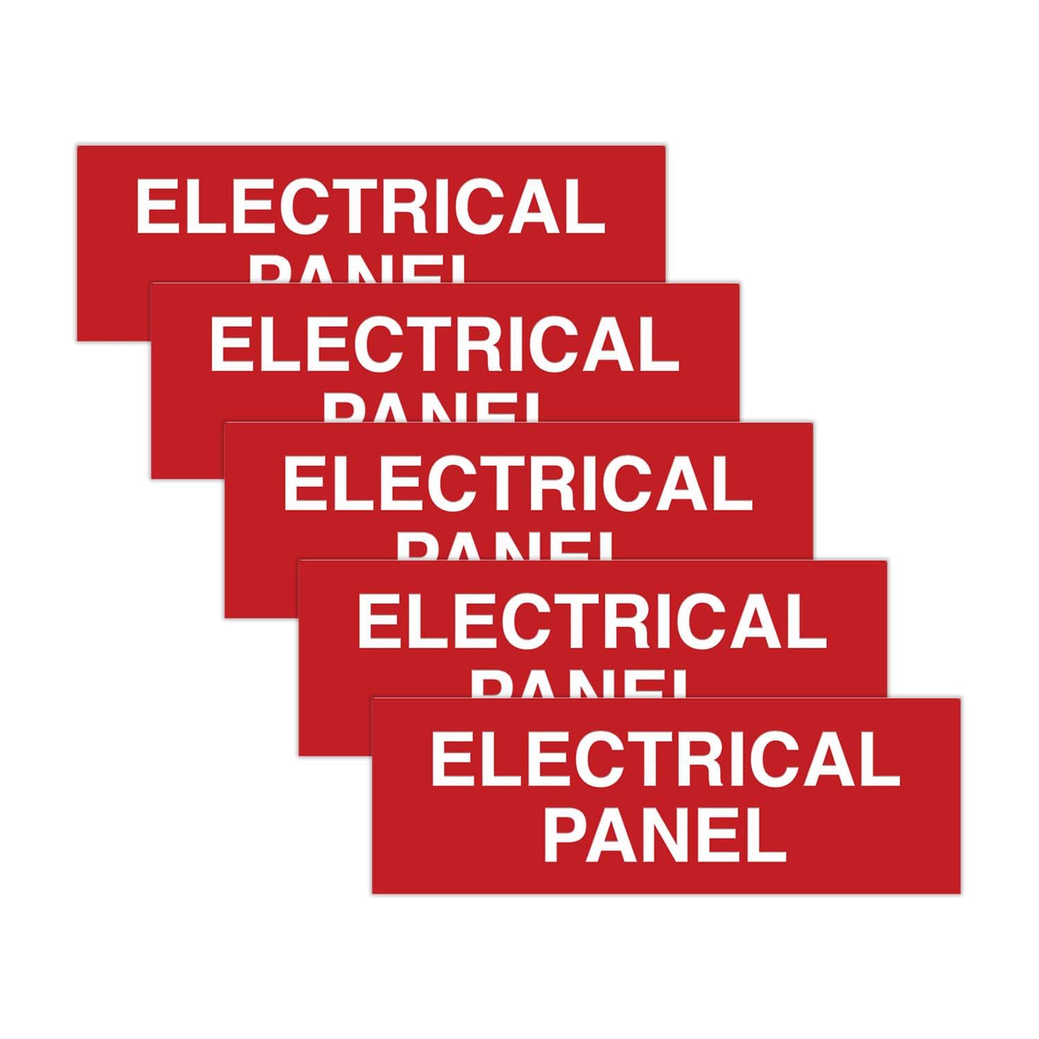 All Quality Letrero básico para panel eléctrico, señal de cumplimiento de seguridad de regulación contra incendios, color rojo, mediano (paquete de 5)