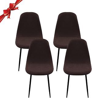 Jaotto Stuhlhussen 4er Set Strech, Esszimmerstühle Bezug Universal Waschbar Abnehmbare,Elegante Stuhlbezug Stuhlabdeckung Antirutsch, Küchenstühle für Büro Esszimmer Wohnzimmer,Diagonale Marrón